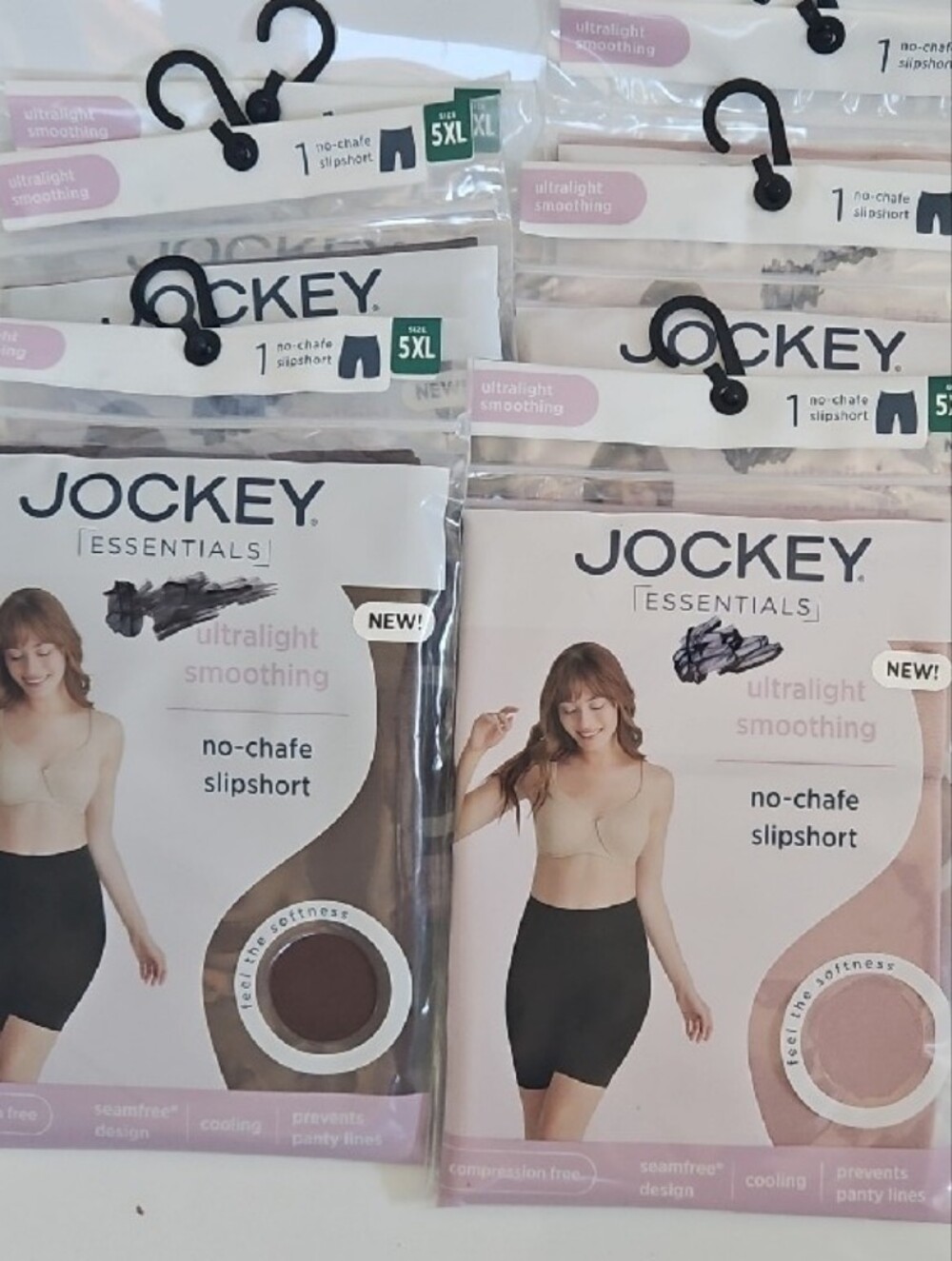 Lot of 6 No-Chafe Jockey Essentials 5XL Ultra Smoothing Seam free Pink & Brown